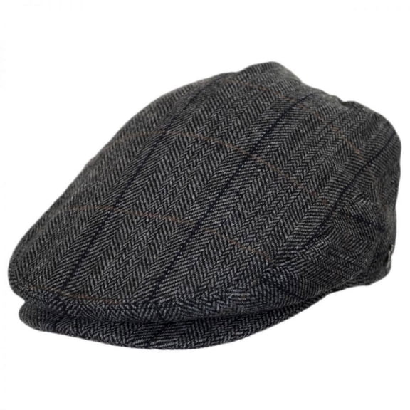 Holborn Herringbone Plaid Wool Blend Ivy Cap - S - Charcoal