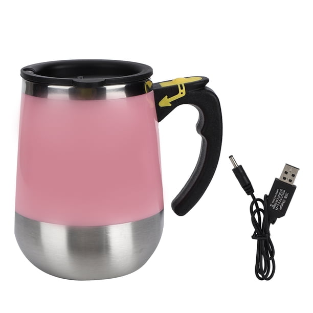 Taza de agua magnética eléctrica de acero inoxidable con carga USB, taza mezcladora para café, leche y agitación automática, 400 ml, color rosa