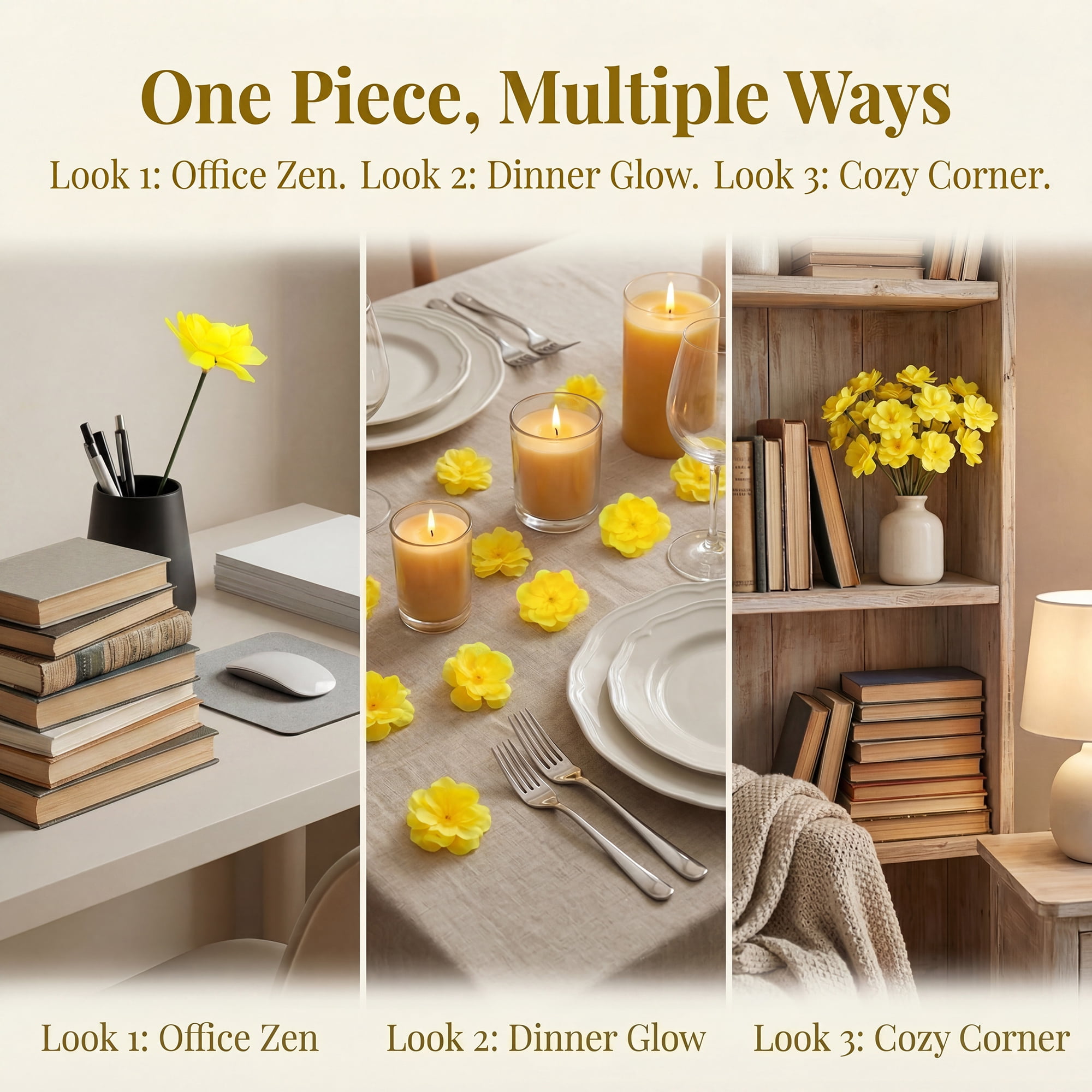 Unique Bargains Artificial Plum Craft Blossom Mini Bouquets Detachable Head Yellow 5.9 in