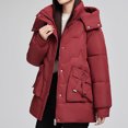 thumbnail image 4 of Fartey Plus Size Womens Hooded Puffer Coat Oversized Quilted Down Jacket Fall Winter Full Zip Warm Coats Loose Fit Solid Color Long Sleeve Thick Outerwear with Pockets, 4 of 5