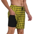thumbnail image 2 of Balery Yellow Checkered Plaid Mens Swim Trunks Swim Shorts for Men Quick Dry Inseam Beach Shorts with Compression Liner Pocket-Large, 2 of 9