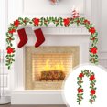 thumbnail image 2 of SLYNSHome Christmas Garland Rattan Artifical Poinsettia Flowers Decoration - 68.6 inch - Xmas Hanging Plants Vines Ornaments for Home Trees Fireplace Party (68.6 inch), 2 of 7