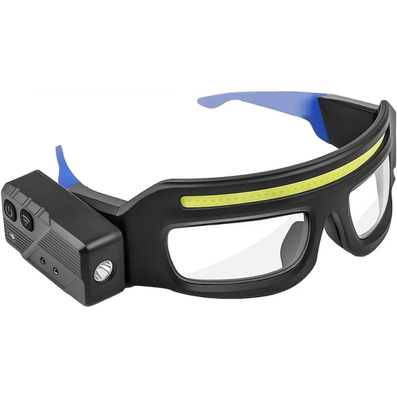 Rechargeable Lighted LED SafetyGlasses,Bulls-Eye Spot Beam,5 modes USB C lighted glasses for running camping, fishing, cycling, hiking, hands-free lighting glasses(Blue-A)