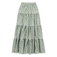 thumbnail image 4 of Unir Women All-Over Tiny Ditsy Floral Print Four-Tier Ruffle Flowy Maxi Skirt Drawstring Elastic Waist 4-Way Stretch Casual Long Bottom 1PC S-XXL Plus Size Friendly, 4 of 4