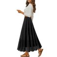 thumbnail image 3 of UVN Skirts for Women Summer Chiffon Pleated A-Line Long Skirt Elastic High Waist Swing Tiered Boho Beach Floral Print Maxi Skirts, 3 of 9