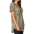 thumbnail image 3 of Sakkas Aline Women's Short Sleeve Casual Light Loose Scoop Neck Top Blouse Shirt - Olive - One Size Regular, 3 of 5