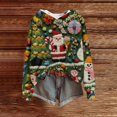 thumbnail image 3 of Women's Knit Sweater Pullover Hooded Sweatshirt with Christmas Print, Cute and Comfortable, Perfect for Fall and Winter Casual Wear and Holiday Festivities,Army Green,L, 3 of 5