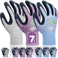 thumbnail image 1 of wonima02 7 Pairs Women Gardening Gloves, EN388 2131X Outdoor Protective Work Gloves with Breathable Micro-Foam Coating for Gardening, General Purpose, Courtyard, 3 Purple + 3Blue +1 Grey, 1 of 1