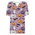 thumbnail image 3 of Girls V‑Neck Short‑Sleeve Printed T‑Shirt Halloween‑Themed Fashion Casual Loose Comfortable Kids Tops For Party Daily Outing, 3 of 3