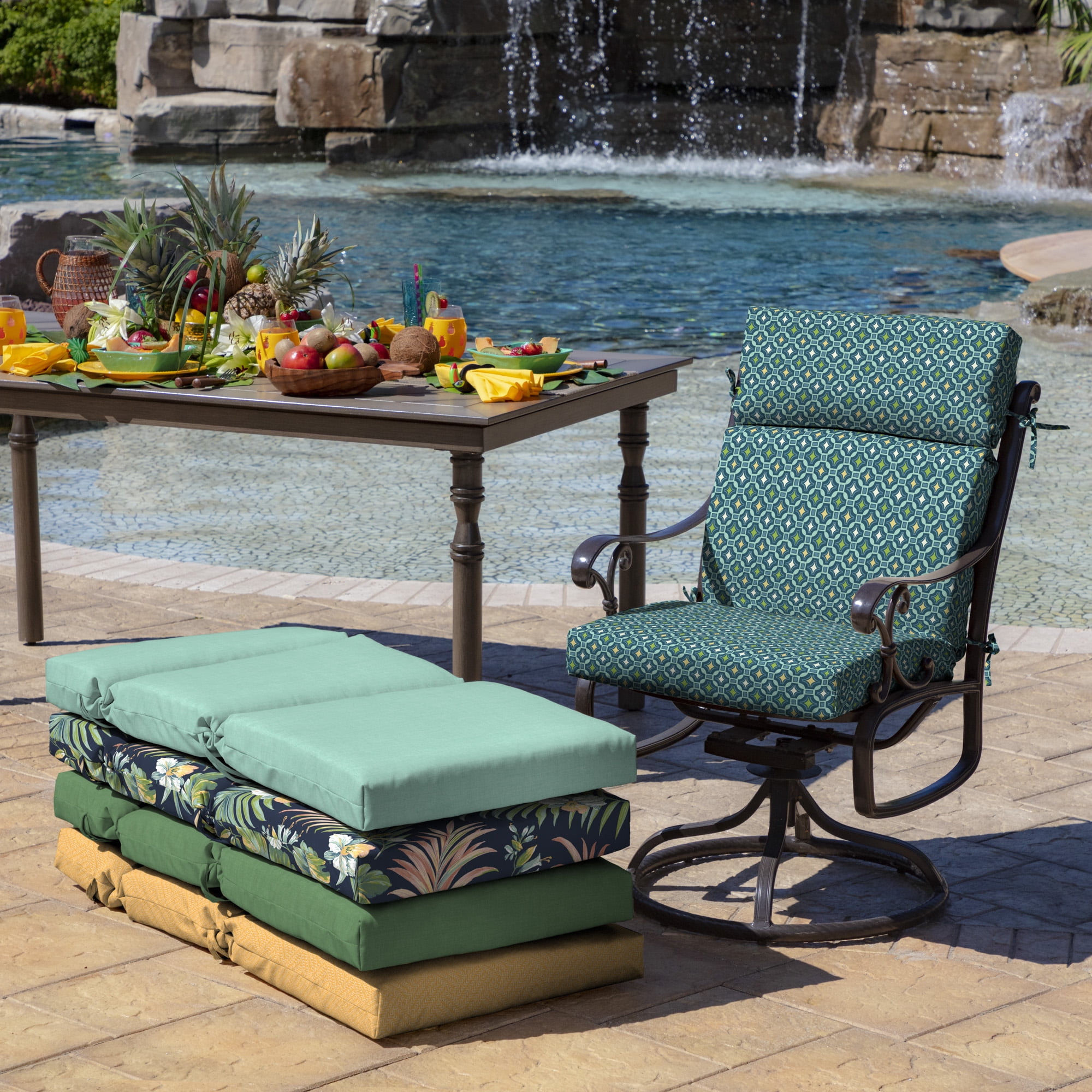 Arden Selections Alana Tile 44 x 21 in. Outdoor Dining Chair Cushion