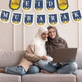 thumbnail image 5 of Jiibva Eid Mubarak Paper Banner Islamic Muslim Hanging Bunting Banner Ramadan Mubarak Party Hanging Garland for Fireplace Wall, 5 of 7