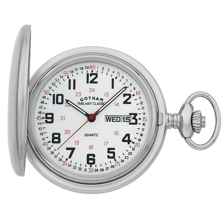 Gotham Men s Railway Classic Stainless Steel Analog Quartz Day