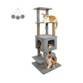 thumbnail image 1 of Costway 64" Tall Cat Tree with 2 Large Condos, Jute Scratching Posts, Plush Top Perch Light Gray, 1 of 9