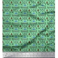 thumbnail image 1 of Soimoi Green Poly Georgette Fabric Text & Christmas Tree Folk Art Print Fabric by the Yard 42 Inch Wide, 1 of 5