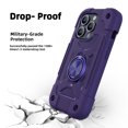 thumbnail image 5 of Double Ring Kickstand Case for iPhone 16 for Women Girls, Rugged Hybrid Heavy Duty 3 in 1 phone Case Soft Silicone Hard PC Full Armor Protective Case for iPhone 16, Darkpurple, 5 of 6