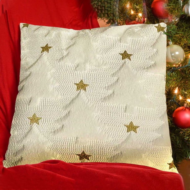 Decoraciones de Árbol de Navidad Decoración de Navidad Funda de Almohada, Almohada de Sofá de Árbol de Navidad de Cinco Estrellas, Decoración de Vacaciones 40 cm Fundas de Almohada de Navidad