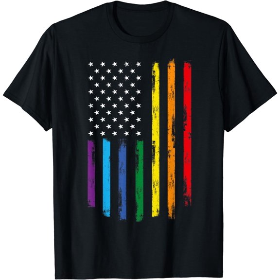 LGBT American Flag Pride Rainbow Gay Lesbian Bi Transgender T-Shirt