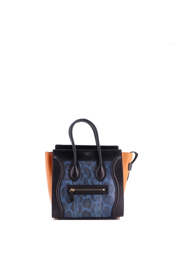 Pre-Owned Luggage Bag Python and Leather Micro By Rebag