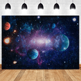 thumbnail image 2 of Fondo de fotografía de noche estrellada de planeta cósmico de 210 cm x 150 cm, tela para retratos de fotos infantiles, decoración de cumpleaños, E, 2 of 8