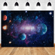 thumbnail image 2 of Fondo de fotografía de noche estrellada de planeta cósmico de 210 cm x 150 cm, tela para retratos de fotos infantiles, decoración para fiestas de cumpleaños, F, 2 of 8