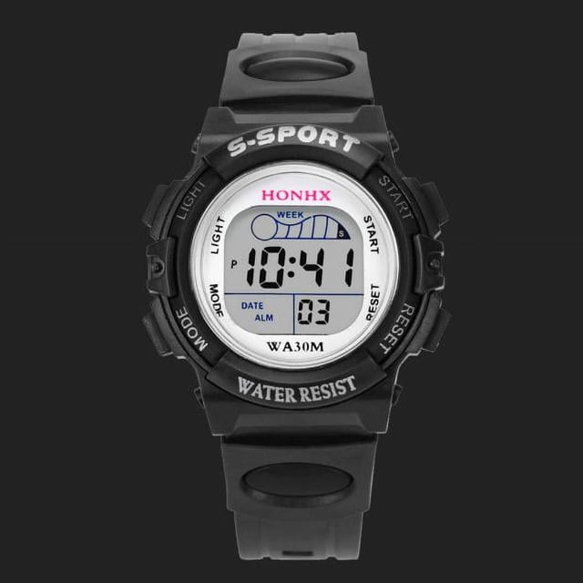 TIMIFIS Smart Watch Waterproof Children Boys Digital LED Sports Watch Kids Alarm Date Watch Gift BK - Summer