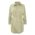 thumbnail image 4 of Diufon Women's Jumpsuit Plus Size Solid Color Rompers Long Sleeve Button Elastic Waist Shorts Playsuit, 4 of 6