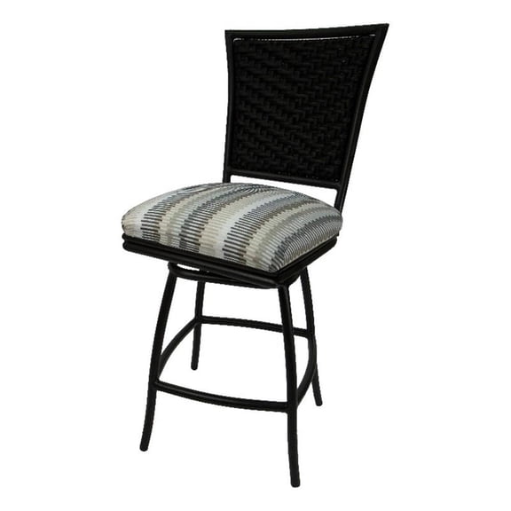 Outdoor/Indoor Counter 26" Bar Stool without Arms -Linen Sun Fabric- Black Frame
