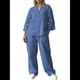 thumbnail image 1 of Conjunto de 2 Piezas de y Algodón para Mujer, con Cuello en V, Camisa de Larga Abotonada y Pantalón con Bolsillos Azul S, 1 of 7