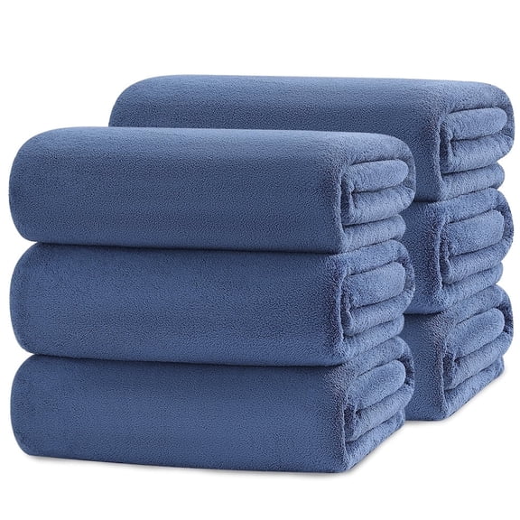 Kebury 6 Pack Bath Towels Set, 27"x55" Bath Sheets Towels Set For Adults, Mid-size Bathroom Towel Ultra Soft Microfiber Quick Dry Highly Absorbent Shower Towel Spa Hotel Use (Navy Blue)