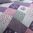 thumbnail image 5 of HoneiLife Quilts King Size - 3 Piece Microfiber Quilt set Reversible Bedspreads Patchwork Coverlets Floral Bedding Set All Season, Purple, 5 of 8