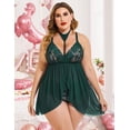 thumbnail image 2 of SUCS Plus Size Lingerie for Women Sexy Lace Babydoll Mesh Choker Sleepwear L-5XL, 2 of 6