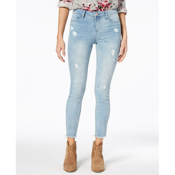 American Rag Juniors Cotton Ripped Skinny Jeans Light Denim 3