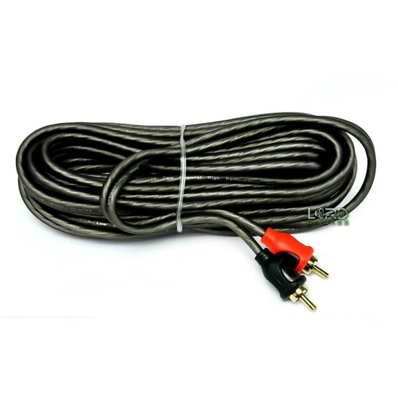Lord of Bass 17 ft RCA Cable Wire Car Audio Amplifier 2 Channel Interconnect Dual Male Patch Cord Cables