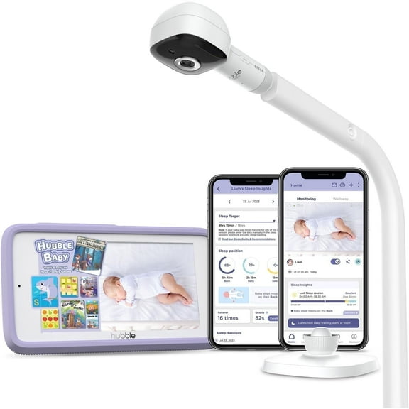 HUBBLE CONNECTED SkyVision AI-Enhanced Smart Camera Baby Monitor with Secure Connection & Crib Mount
