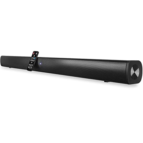 Pyle Wave Base Barra de sonido con Bluetooth para TV Sistema de altavoces de audio digital de mesa/Cine en casa, juegos, proyectores, con control remoto, entradas AUX, entrada óptica, USB - PSBV110B