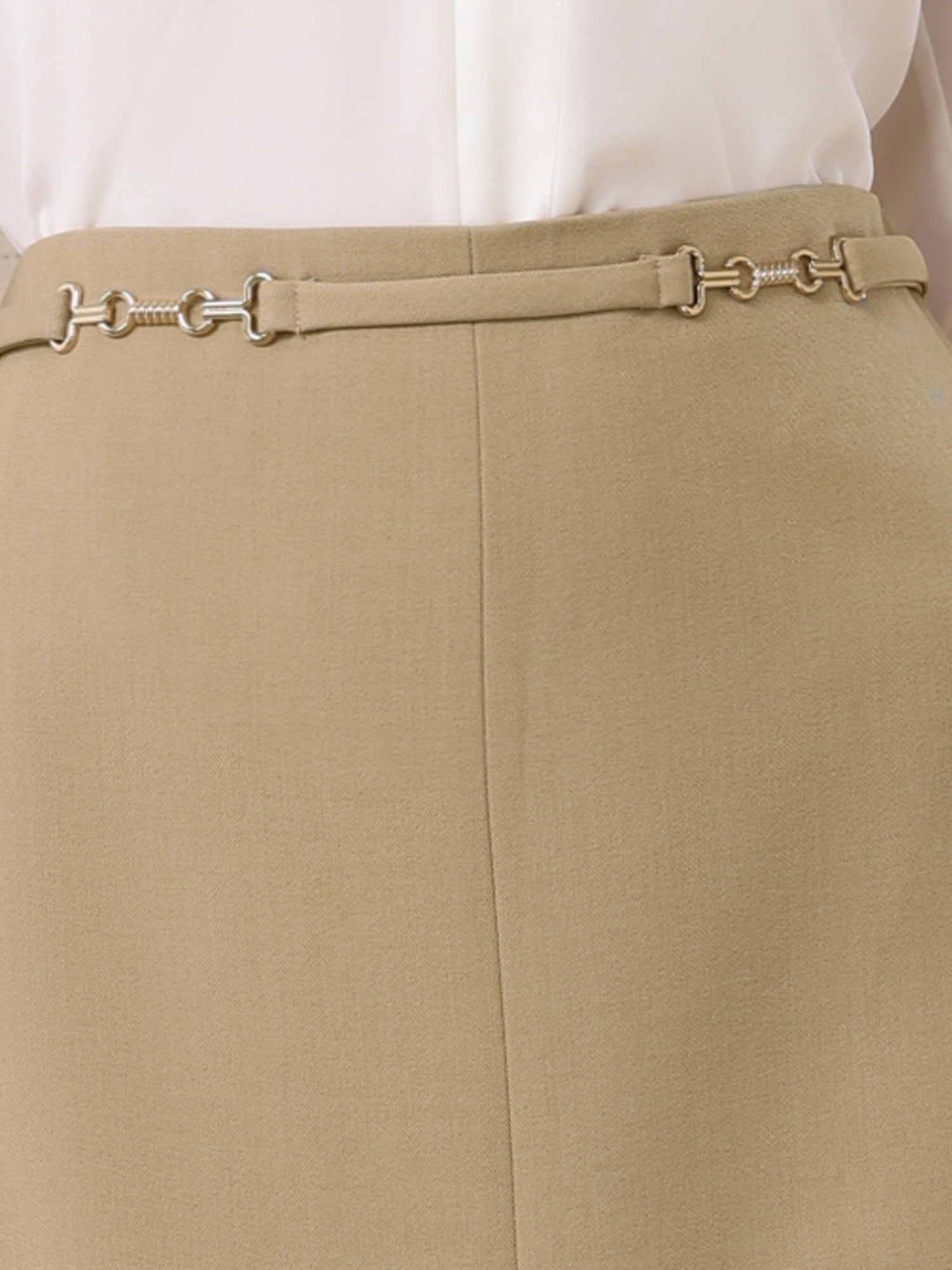 DARING DIVA Women's High Waist Formal Knee Length Pencil Skirts M Khaki