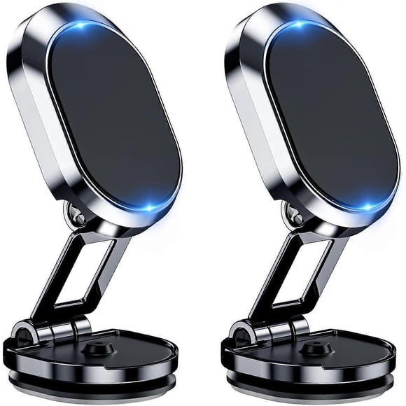 Magnetic Car Phone Holder, Super Strong Magnet with 4 Metal Plates, 360 Foldable Dashboard Mount for All Phones