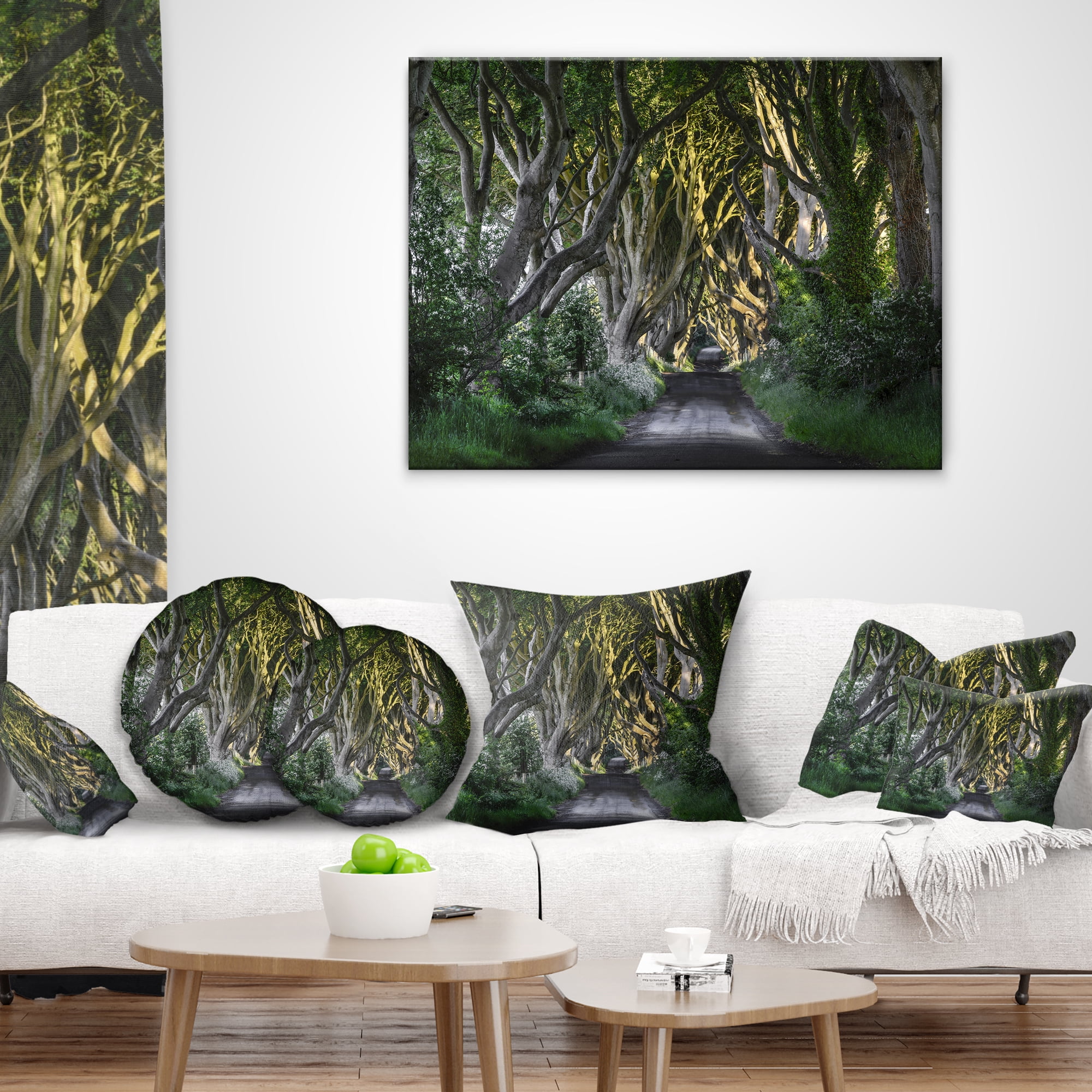 Designart The Dark Hedges Ireland Landscape - Photography Throw Pillow - 16x16