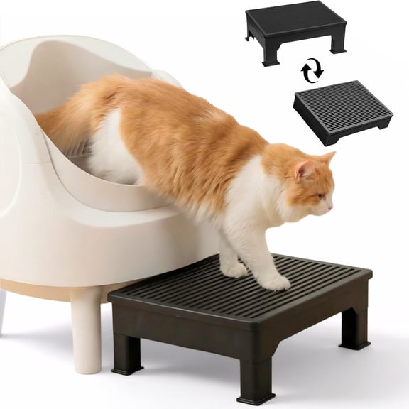 HQinX Cat Litter Box Step – Adjustable 3.5" & 6" Height, Large 16.5"x12.6" Non-Slip Litter Box Ramp Mat for Kittens & Senior Cats, Easy Clean