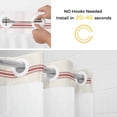 thumbnail image 5 of Red Striped No Hook Shower Curtain Waterproof, Bathroom Curtains with Snap in Liners and See Through Top Window, Rustic Red Stripe Modern Art Beige Hotel Style Bathtub Curtains Shower 36"Wx78"L, 5 of 8