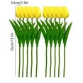 thumbnail image 3 of Luxcidy 10Pcs Artificial Tulips Flowers, Real Touch Fake Tulips, PU Tulips Flowers for Home Kitchen Wedding Party DIY Decorations (Yellow), 3 of 8
