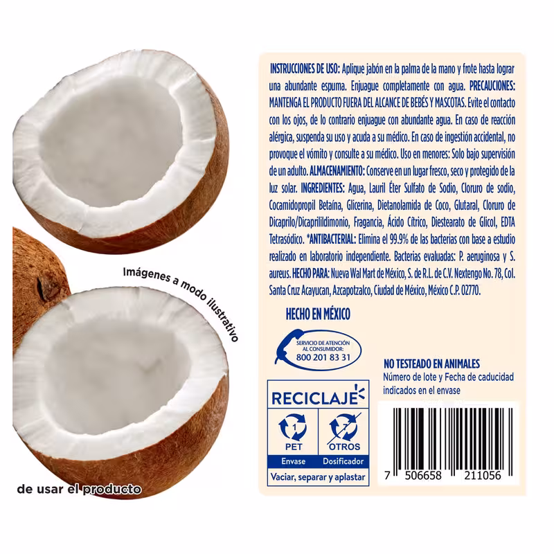thumbnail image 5 of Jabón Líquido Equate coco 1200ml, 5 of 5