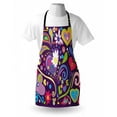 thumbnail image 3 of Doodle Apron Love Sixties Inspired Arrangement of Various Retro Elements Heart Feather One Love, Unisex Kitchen Bib Apron with Adjustable Neck for Cooking Baking Gardening, Multicolor, by Ambesonne, 3 of 3