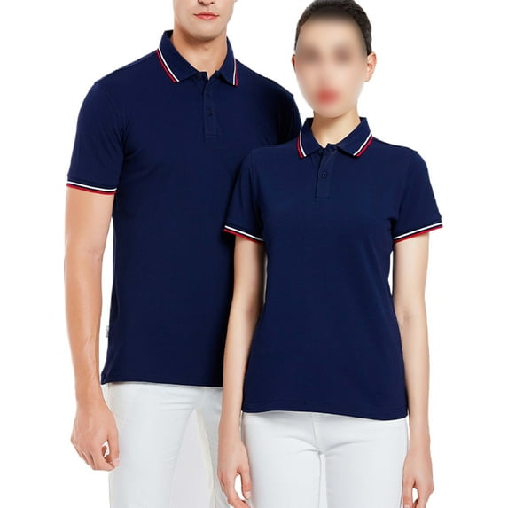 Avamo Women Solid Color Golf Polo Shirts Men Short Sleeve Plaid Button Shirts Athletic Pullover Tops