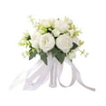 thumbnail image 2 of Ramo de novia de rosas artificiales de 25 cm de altura para boda, fiesta, compromiso Blanco, 2 of 9