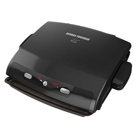 George Foreman 6-Serving Removable Plate & Panini Grill with Digital Temperature, Black, GRP99BLK