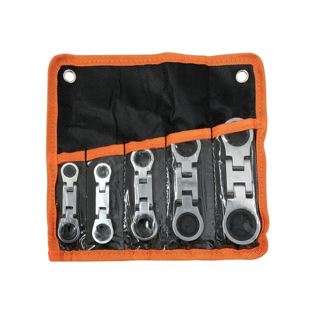 5Pcs Double Ended Ratcheting Wrench Set Adjustable Wrench 72 Tooth Blossom Spanner Hand Tool for Automotive
