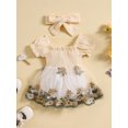 thumbnail image 2 of Bagilaanoe Newborn Baby Girl Rompers Dress Embroidery Short Sleeve Bodysuits + Headband 3M 6M 12M 18M 24M Infant Tulle Patchwork A-line Dresses, 2 of 9