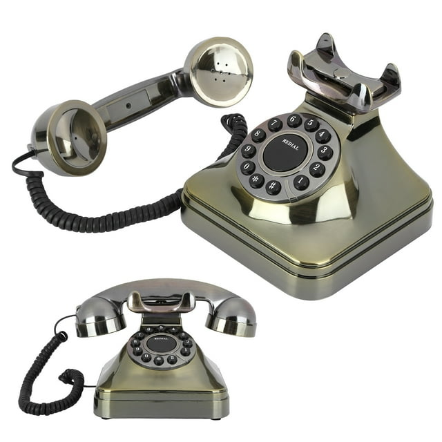 Teléfono Antiguo de Chip Smart Chip Incorporado, Antiguo Bronce de Bronce y Teléfono Vintage Duradero, Casa Para Regalos en Casa de la Oficina en Casa