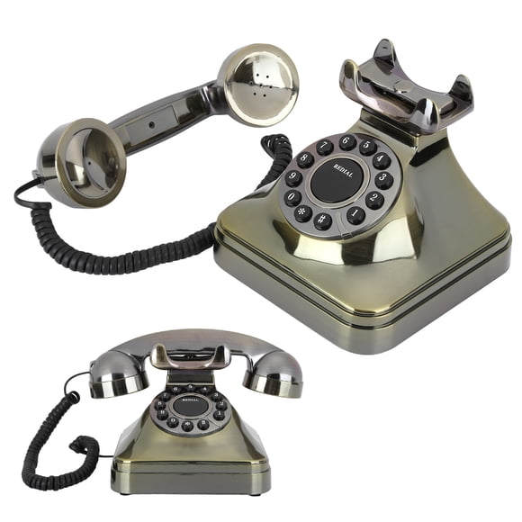 Teléfono Antiguo de Chip Smart Chip Incorporado, Antiguo Bronce de Bronce y Teléfono Vintage Duradero, Casa Para Regalos en Casa de la Oficina en Casa